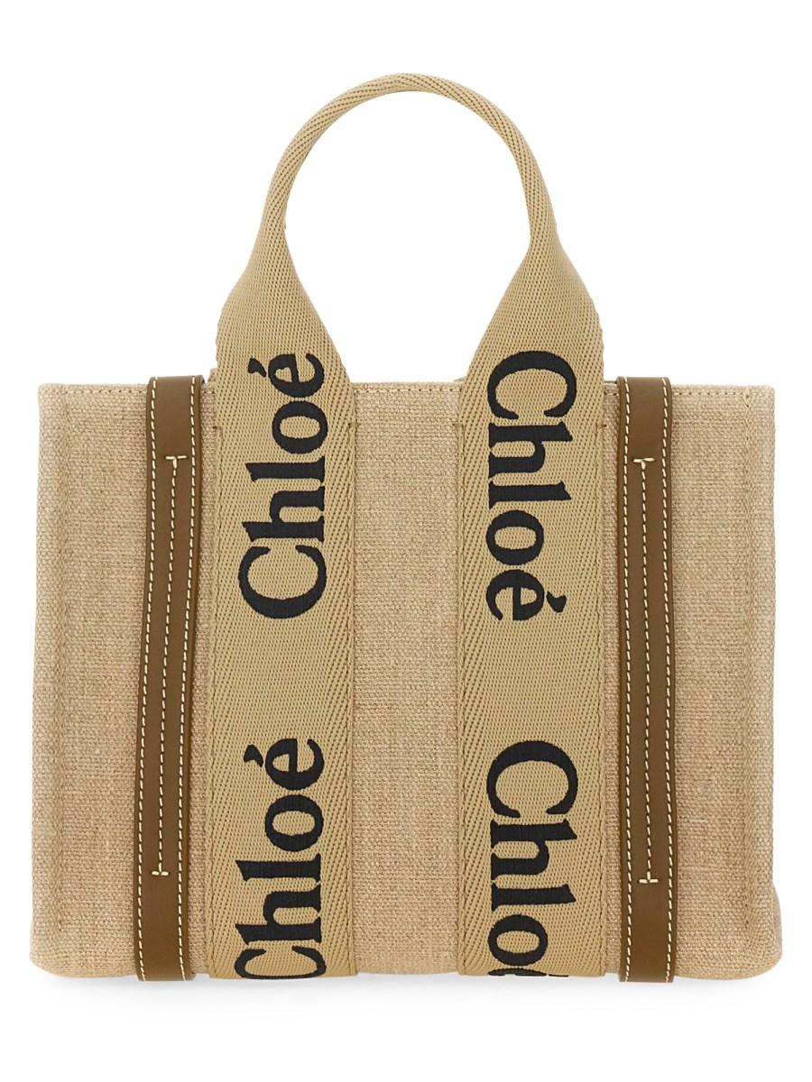 CHLOE' BORSA TOTOE "WOODY" SMALL IN LINO