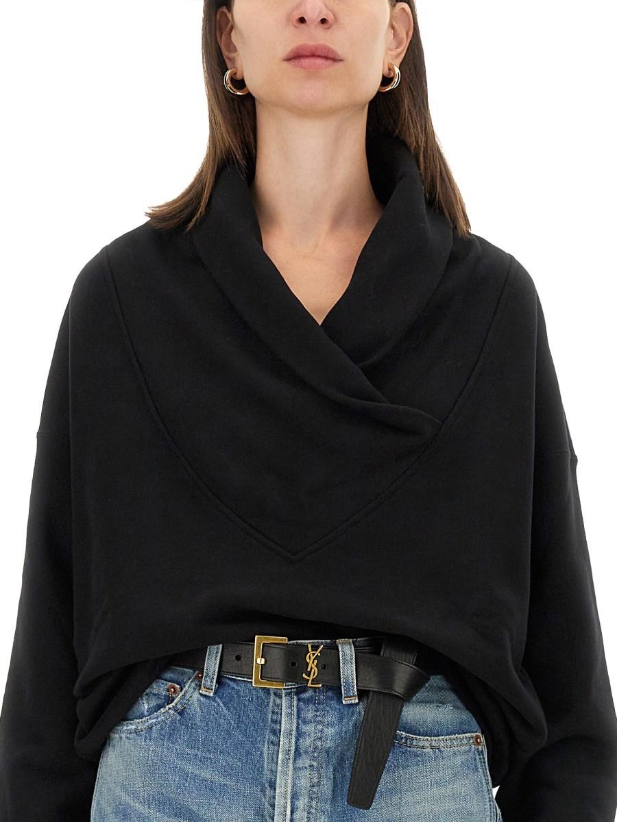 SAINT LAURENT CINTURA CASSANDRE IN PELLE DI AGNELLO MARTELLATA