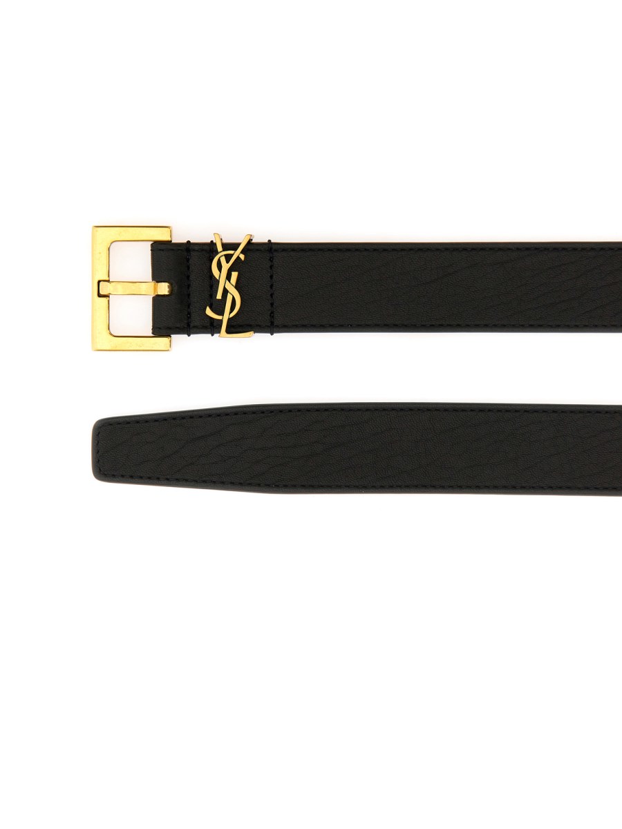 SAINT LAURENT CINTURA CASSANDRE IN PELLE DI AGNELLO MARTELLATA