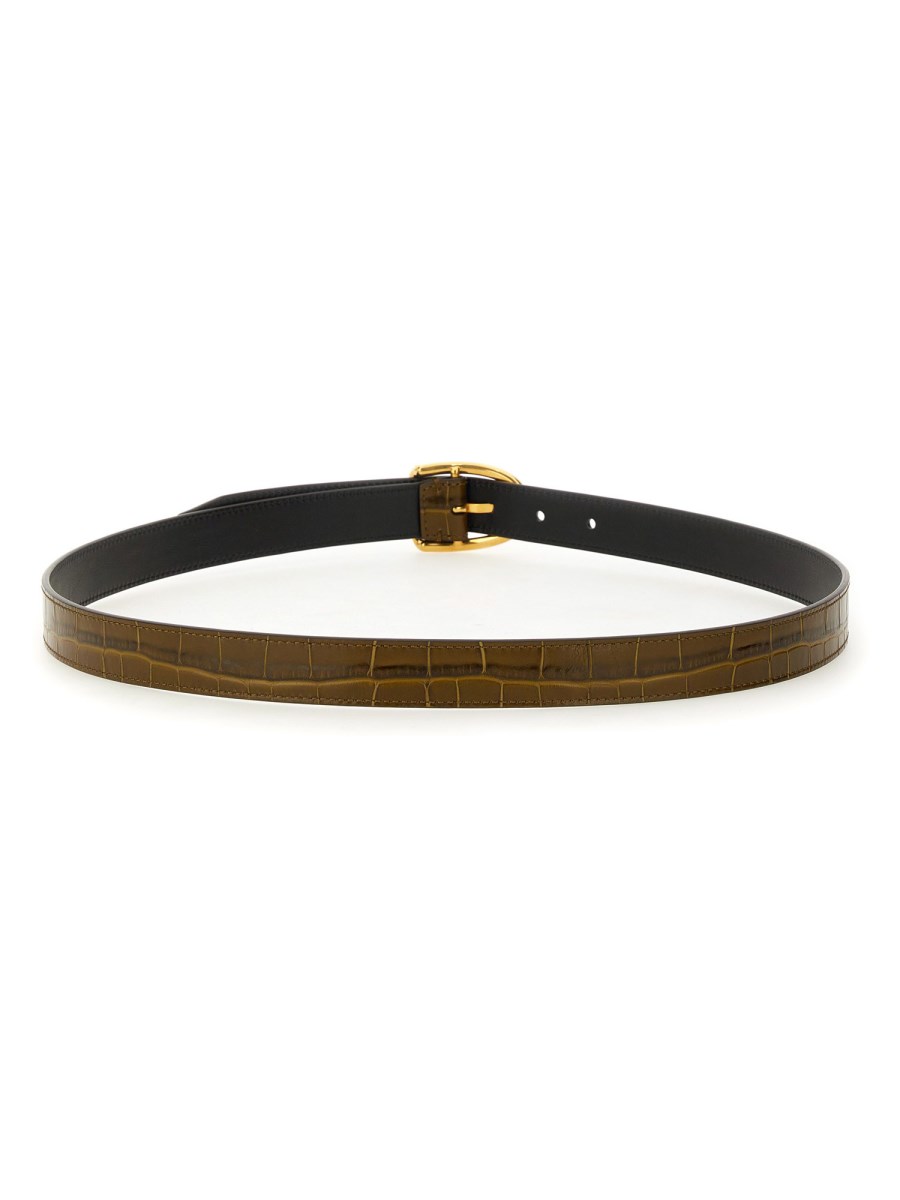 TOM FORD CINTURA CON FIBBIA IN PELLE CON STAMPA COCCO