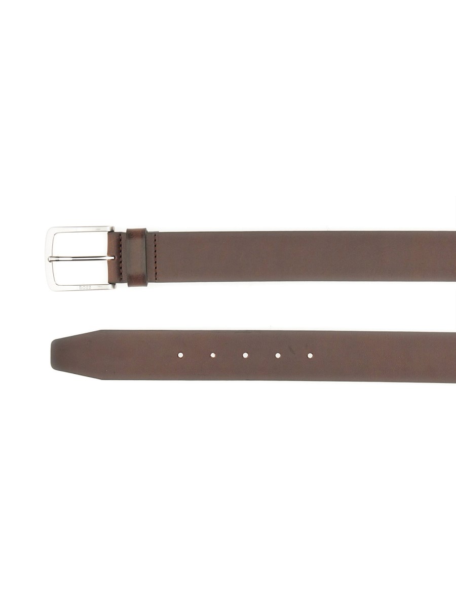 BOSS CINTURA JOR-V_SZ40 IN PELLE CON FIBBIA QUADRATA E LOGO INCISO