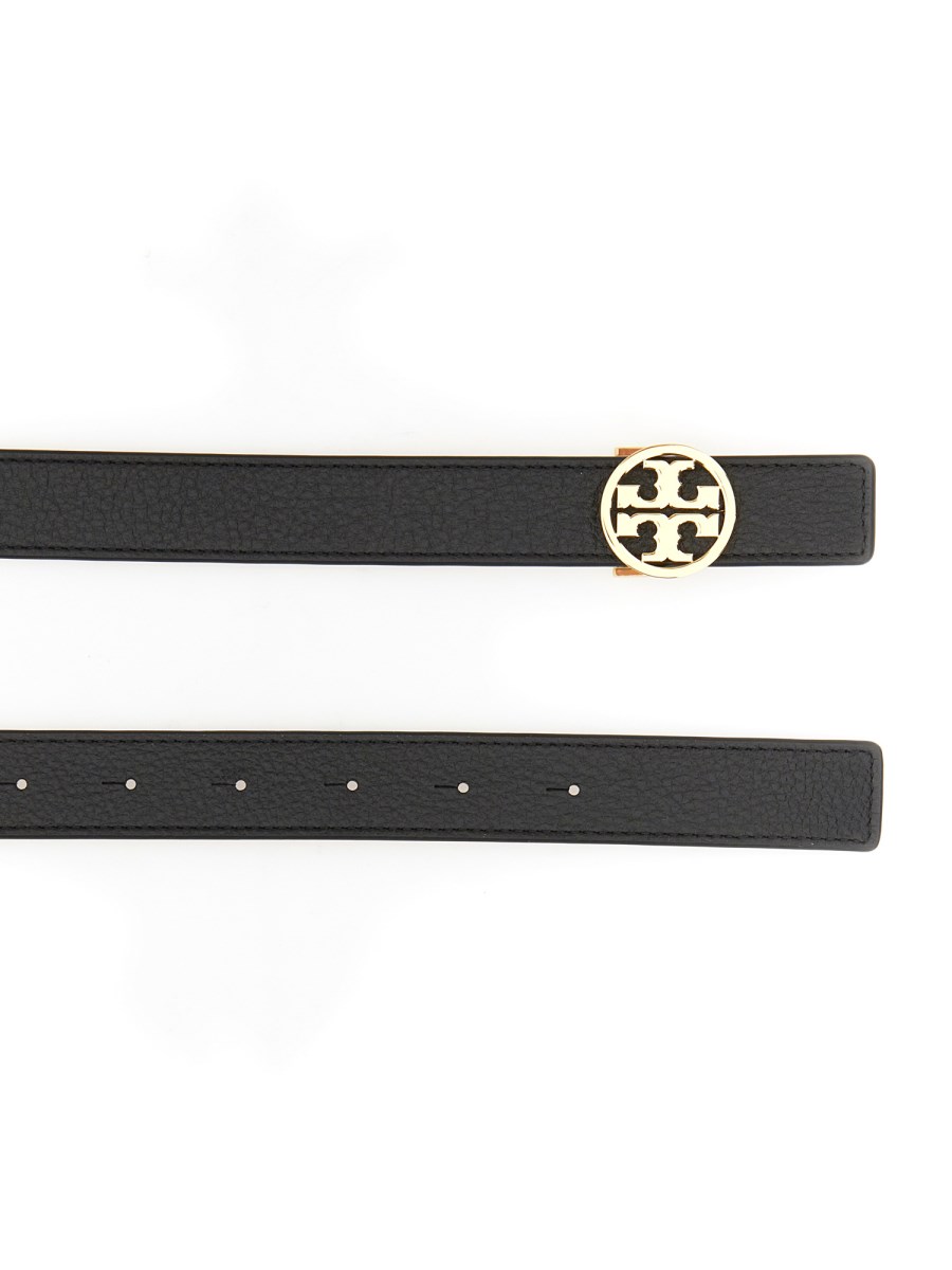 TORY BURCH CINTURA "MILLER" REVERSIBILE IN PELLE MARTELLATA