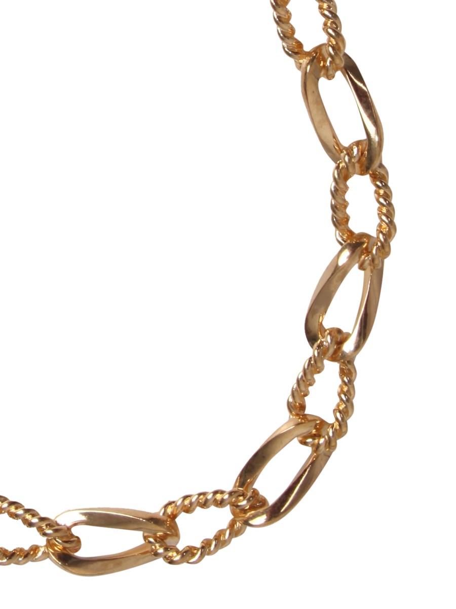 SAINT LAURENT COLLANA GIROCOLLO A CATENA CON DUE TEXTURE IN METALLO