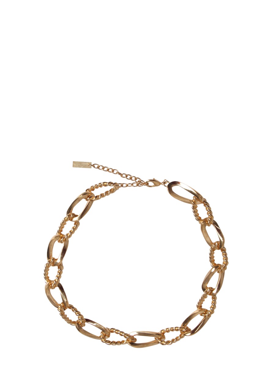 SAINT LAURENT COLLANA GIROCOLLO A CATENA CON DUE TEXTURE IN METALLO