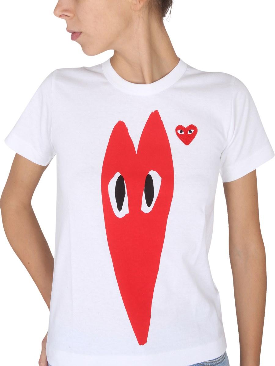 COMME DES GARCONS PLAY T-SHIRT CON STAMPA LOGO