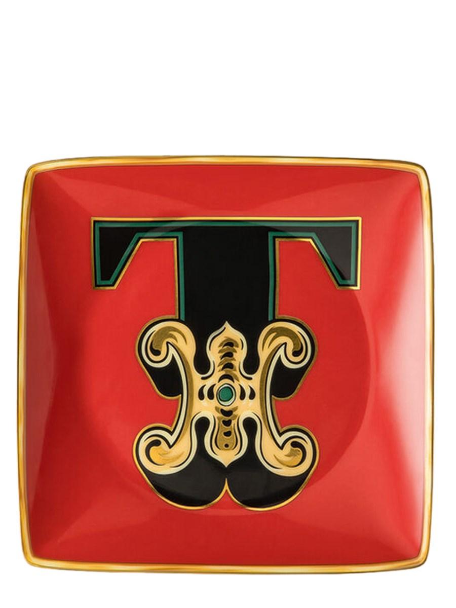 ROSENTHAL MEETS VERSACE COPPETTA QUADRA PIANA 12 CM VIRTUS ALPHABET "T"