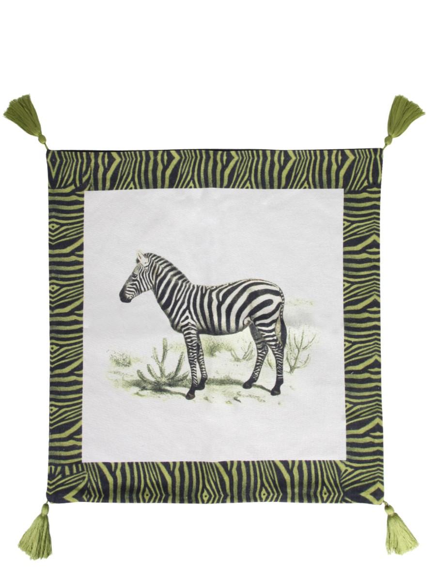 LES-OTTOMANS COPRICUSCINO IN COTONE CON STAMPA LA MENAGERIE OTTOMANE ZEBRA