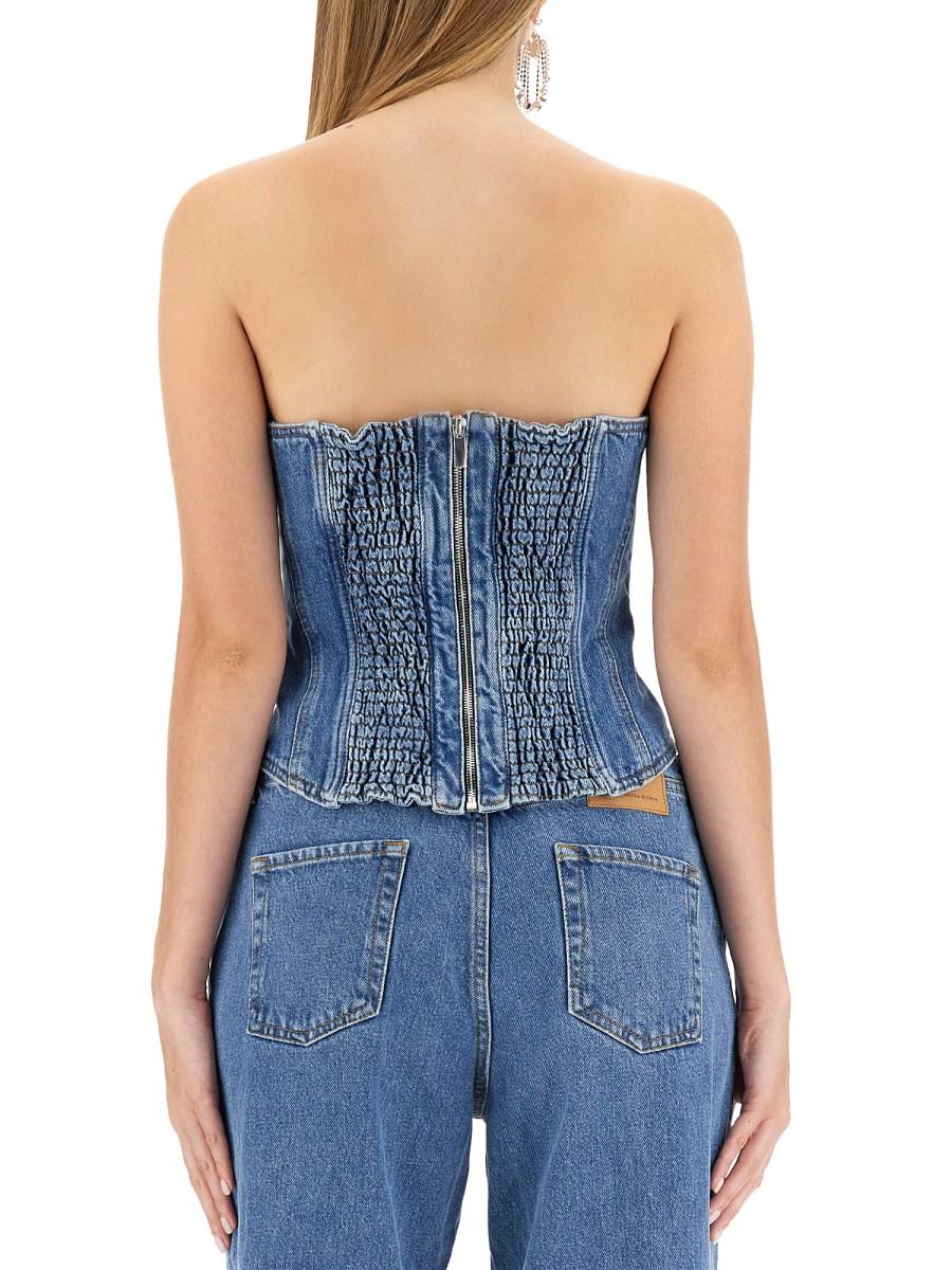 MAGDA BUTRYM CORSETTO SENZA SPALLINE IN DENIM DI COTONE