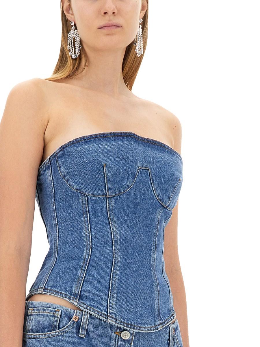 MAGDA BUTRYM CORSETTO SENZA SPALLINE IN DENIM DI COTONE