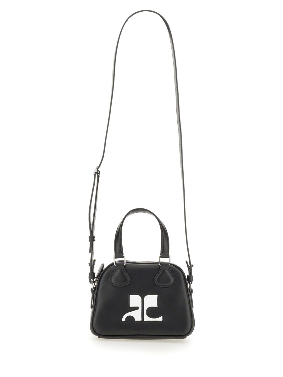COURREGES BORSA BOWLING MINI IN PELLE