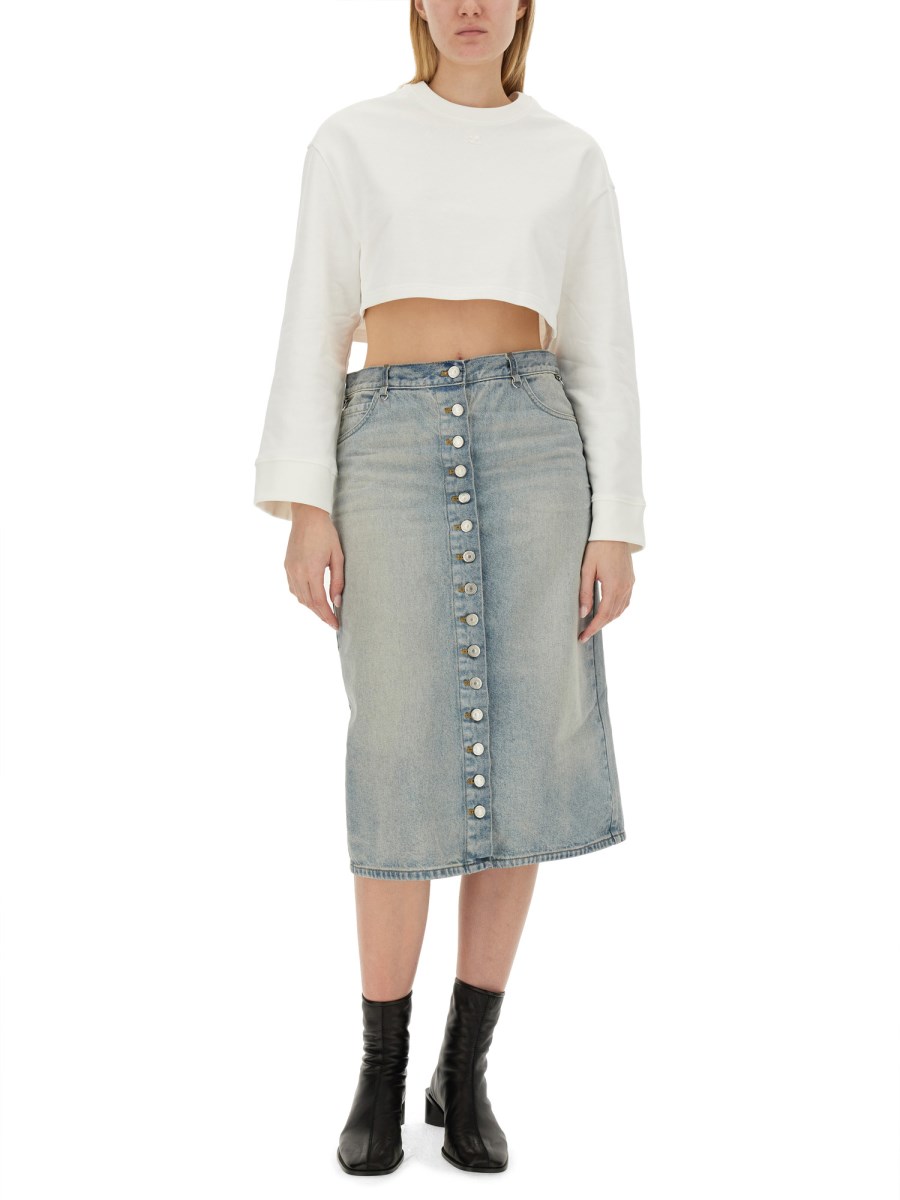 COURREGES FELPA CROPPED IN COTONE