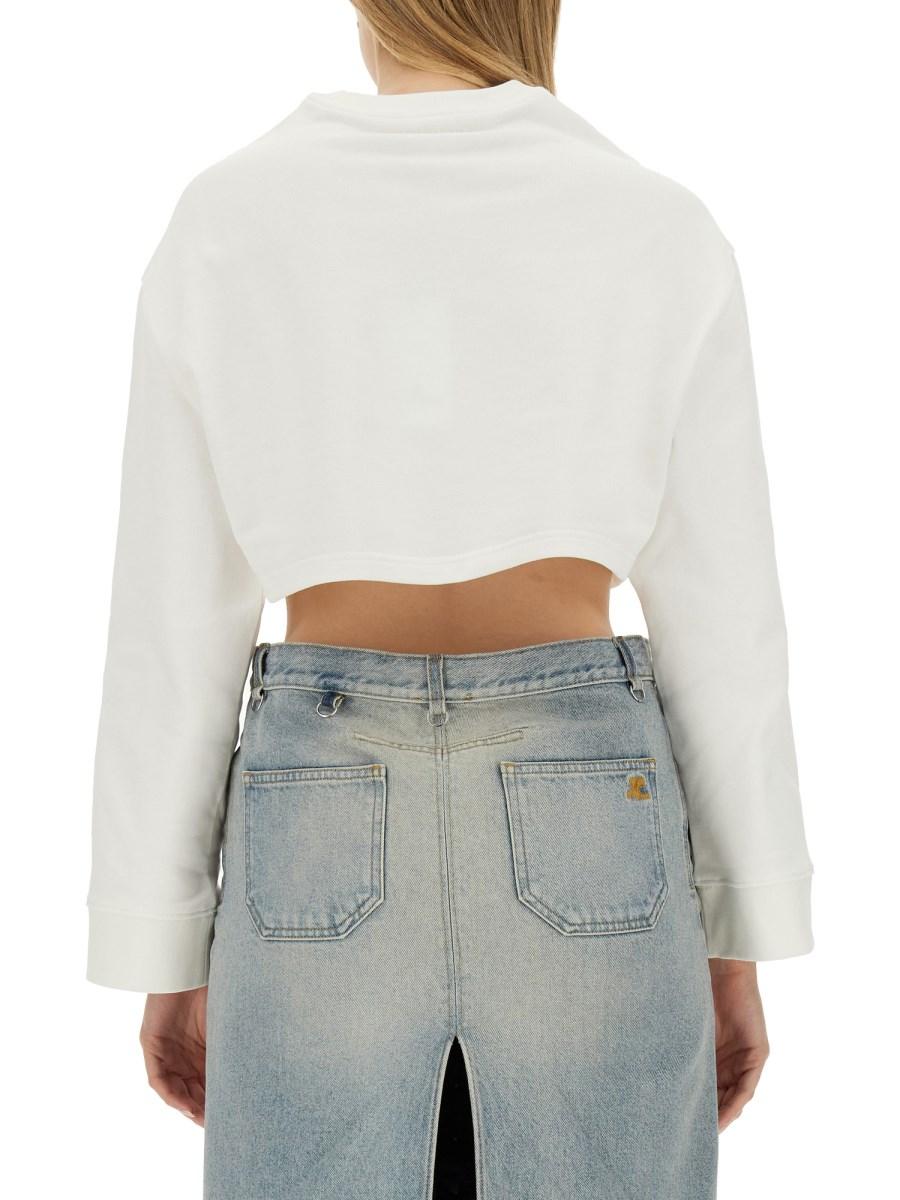 COURREGES FELPA CROPPED IN COTONE