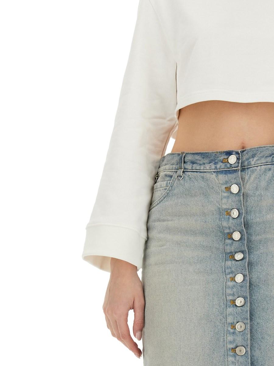 COURREGES FELPA CROPPED IN COTONE