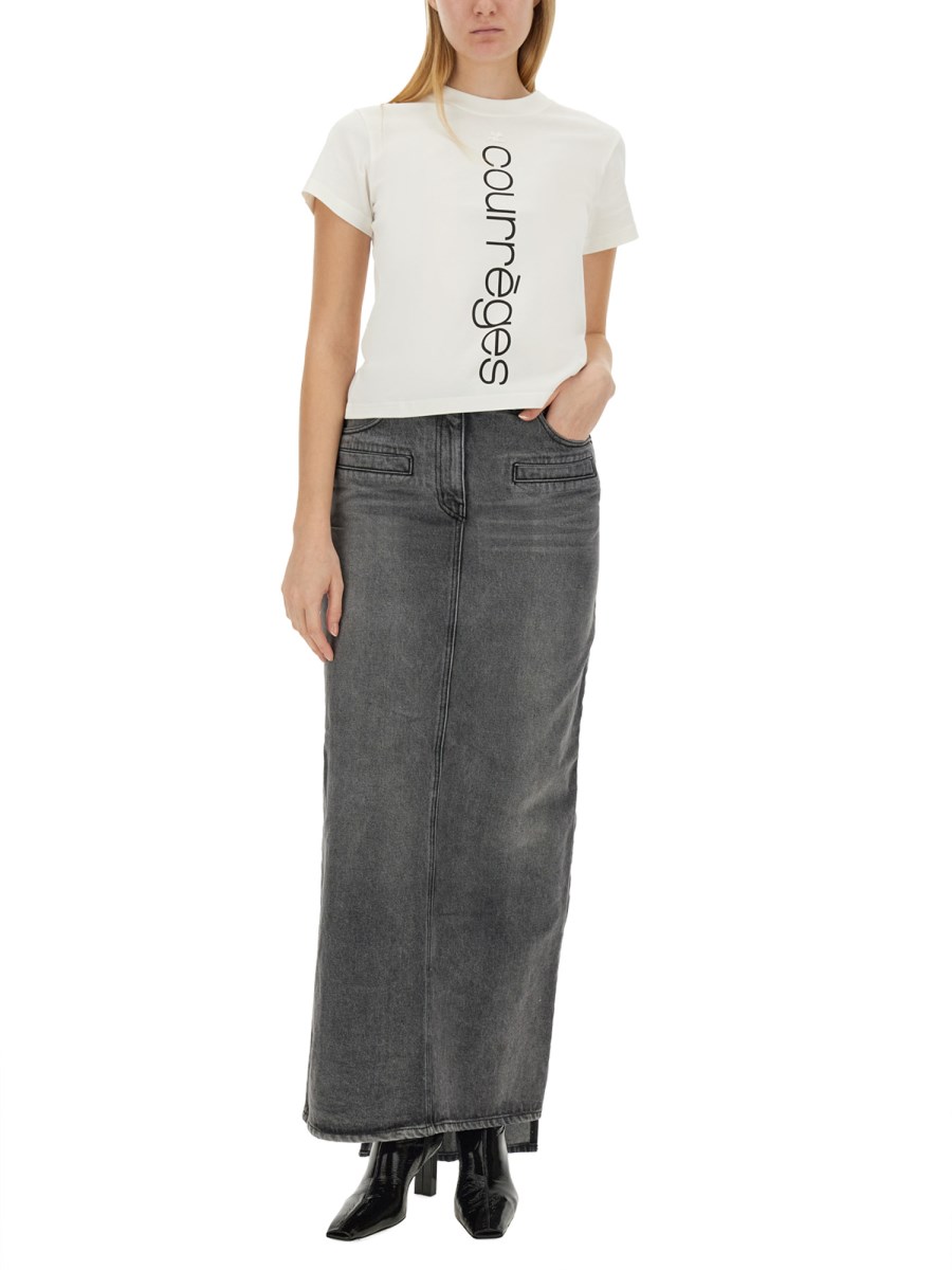COURREGES GONNA IN DENIM DI COTONE
