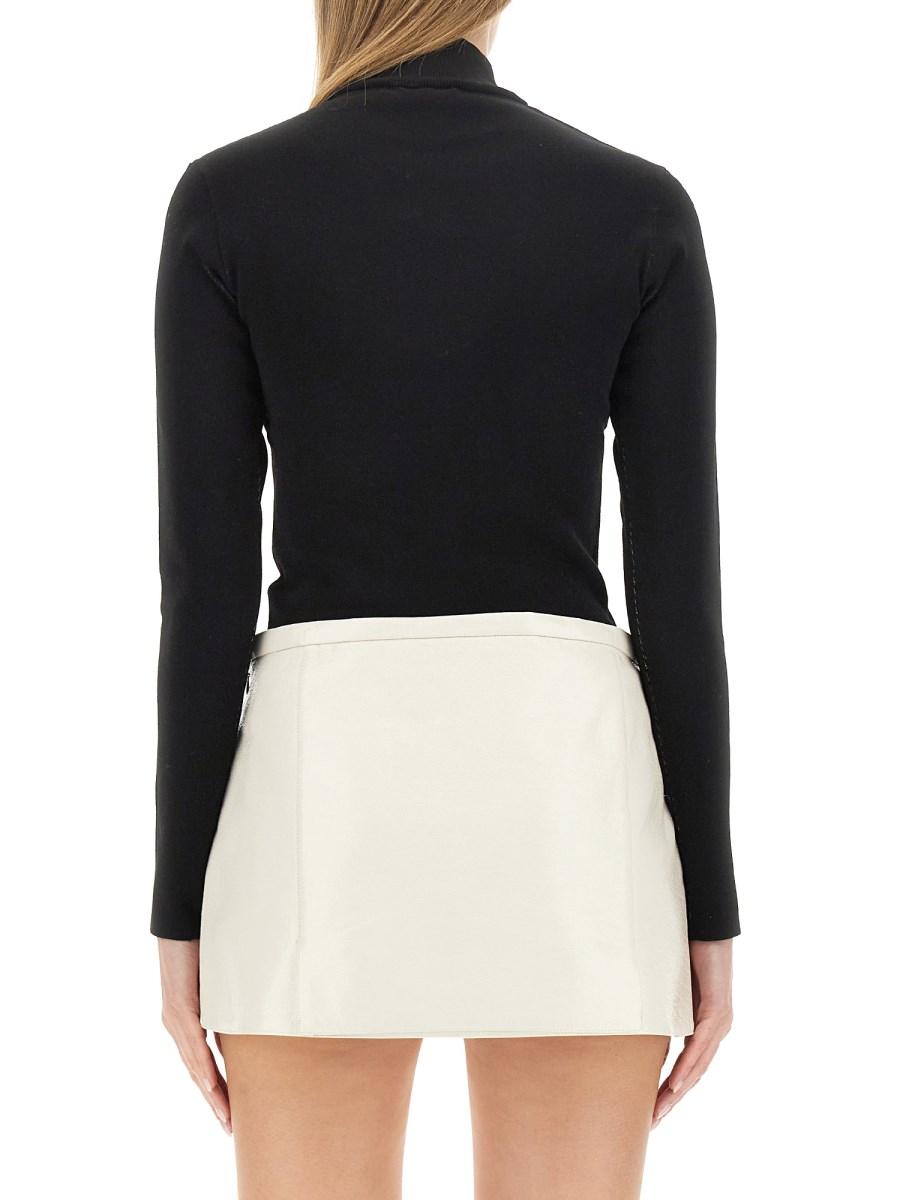 COURREGES MAGLIA CON INTARSIO LOGO IN VISCOSA