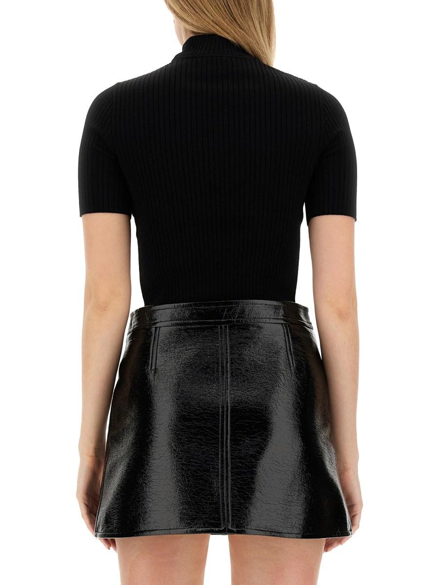 COURREGES MAGLIA IN VISCOSA CON COLLO ALTO E LOGO