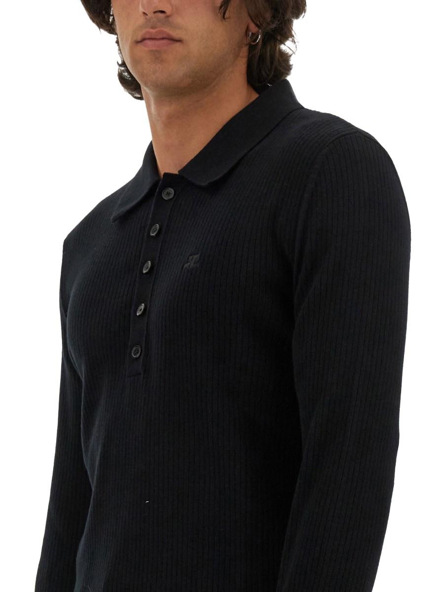 COURREGES POLO IN MISTO DI LANA CON LOGO