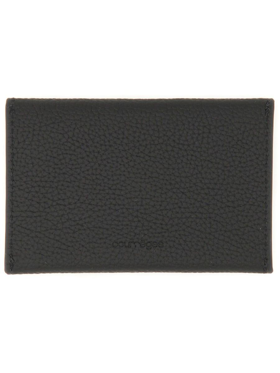 COURREGES PORTACARTE A BUSTA IN PELLE CON AC STUD