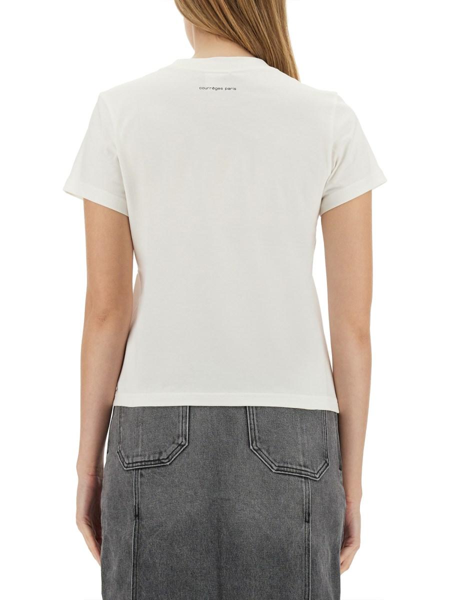 COURREGES T-SHIRT IN JERSEY DI COTONE CON LOGO