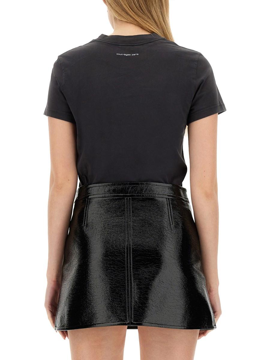 COURREGES T-SHIRT IN JERSEY DI COTONE CON LOGO