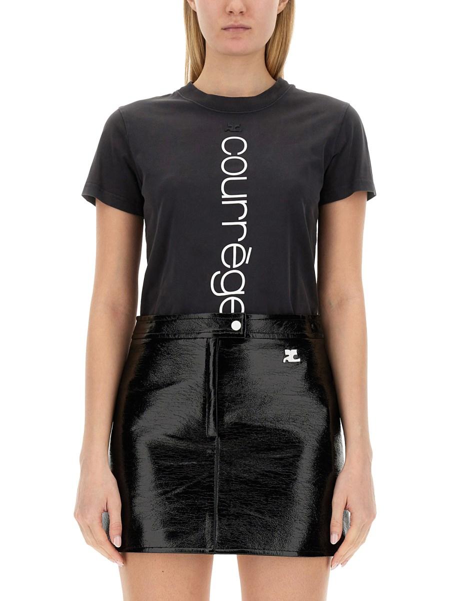 COURREGES T-SHIRT IN JERSEY DI COTONE CON LOGO