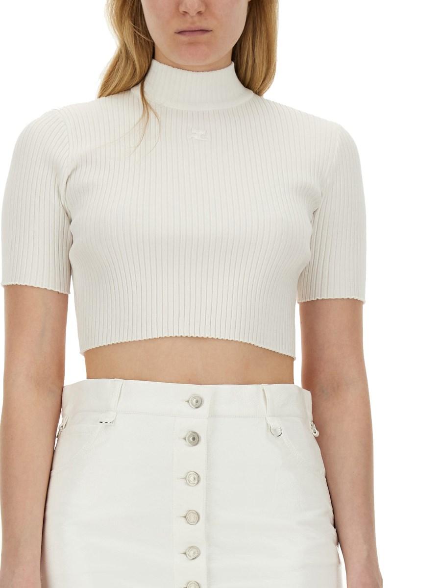 COURREGES TOP CROPPED IN MAGLIA