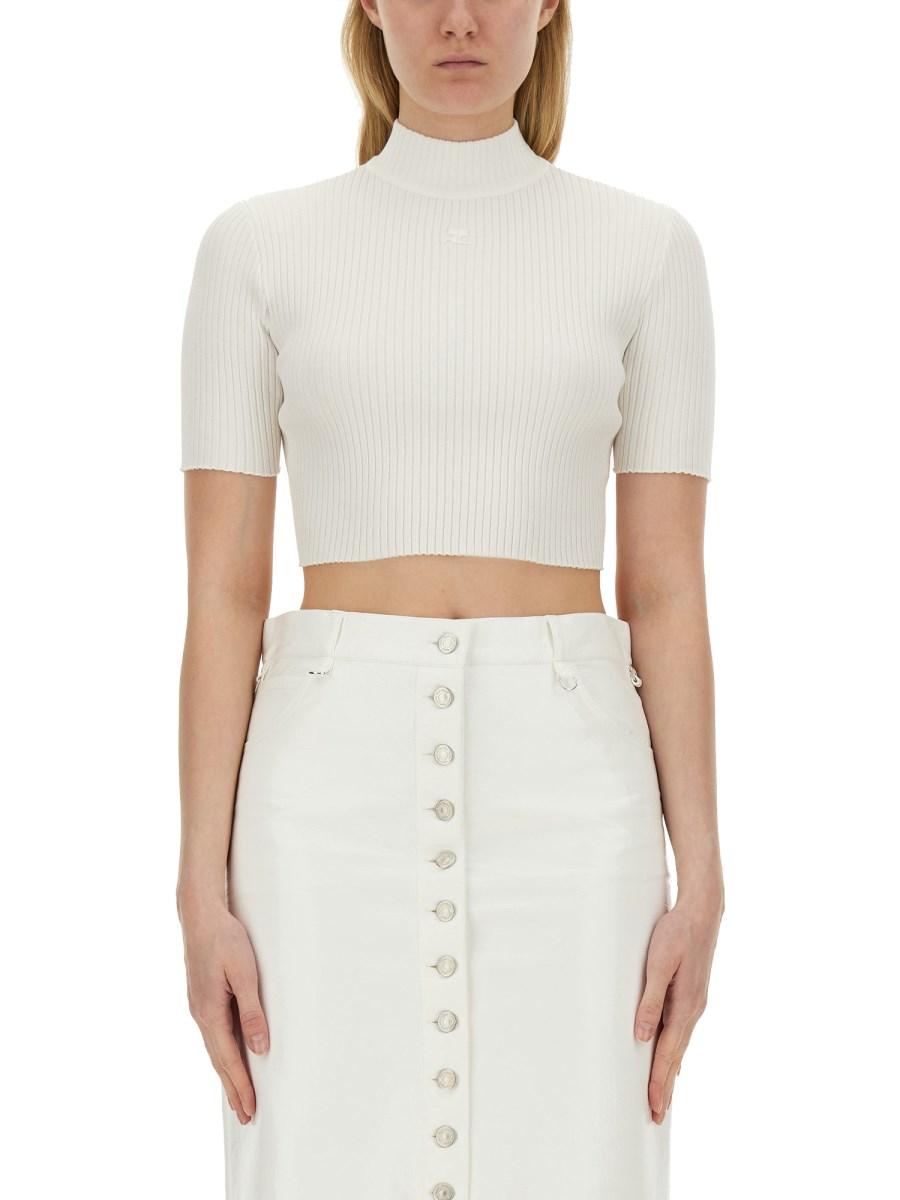 COURREGES TOP CROPPED IN MAGLIA