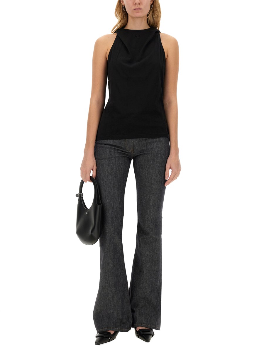 COURREGES TOP IN JERSEY DI COTONE CON LOGO