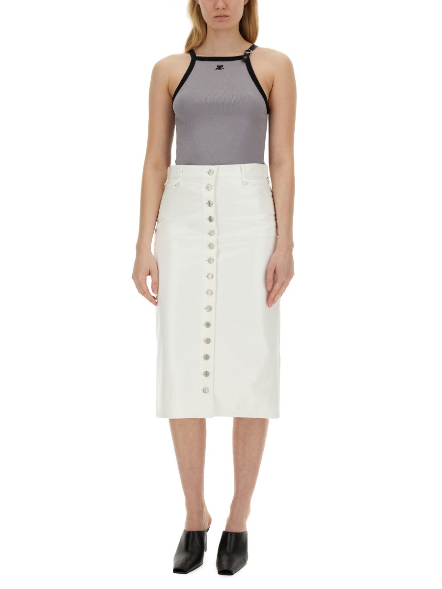 COURREGES TOP IN JERSEY DI COTONE CON LOGO