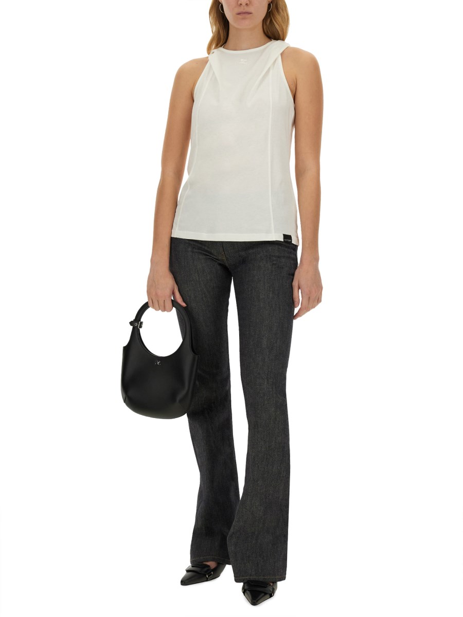 COURREGES TOP IN JERSEY DI COTONE CON LOGO