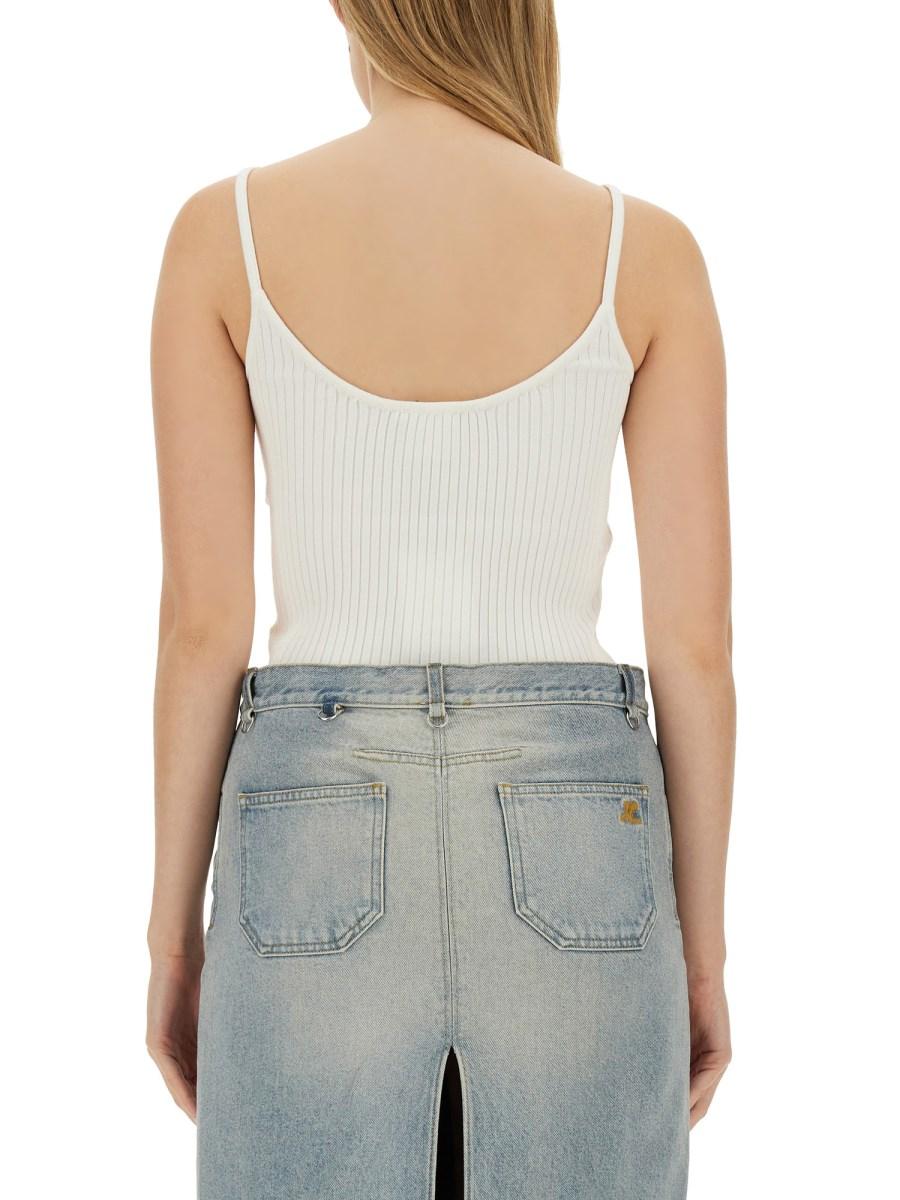 COURREGES TOP IN MAGLIA CON LOGO