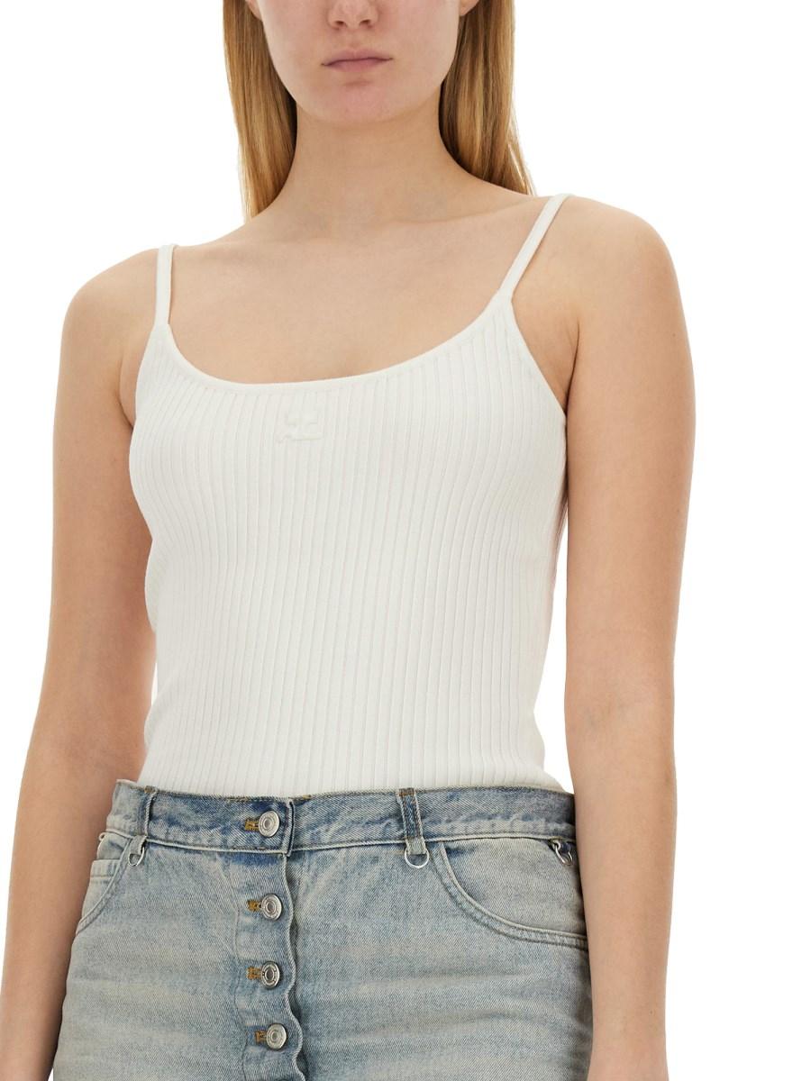 COURREGES TOP IN MAGLIA CON LOGO