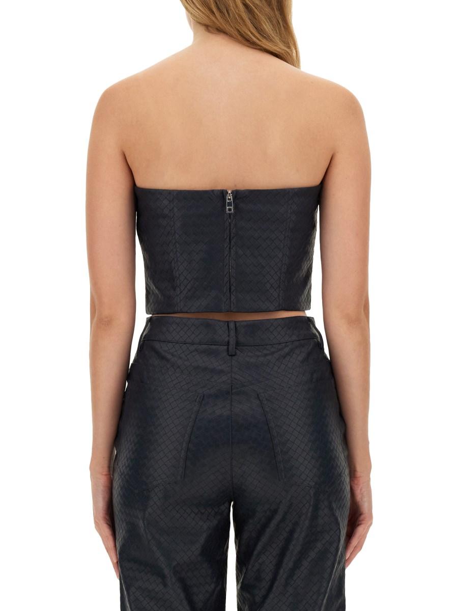 ROTATE BIRGER CHRISTENSEN CROP TOP INTRECCIATO IN SIMILPELLE