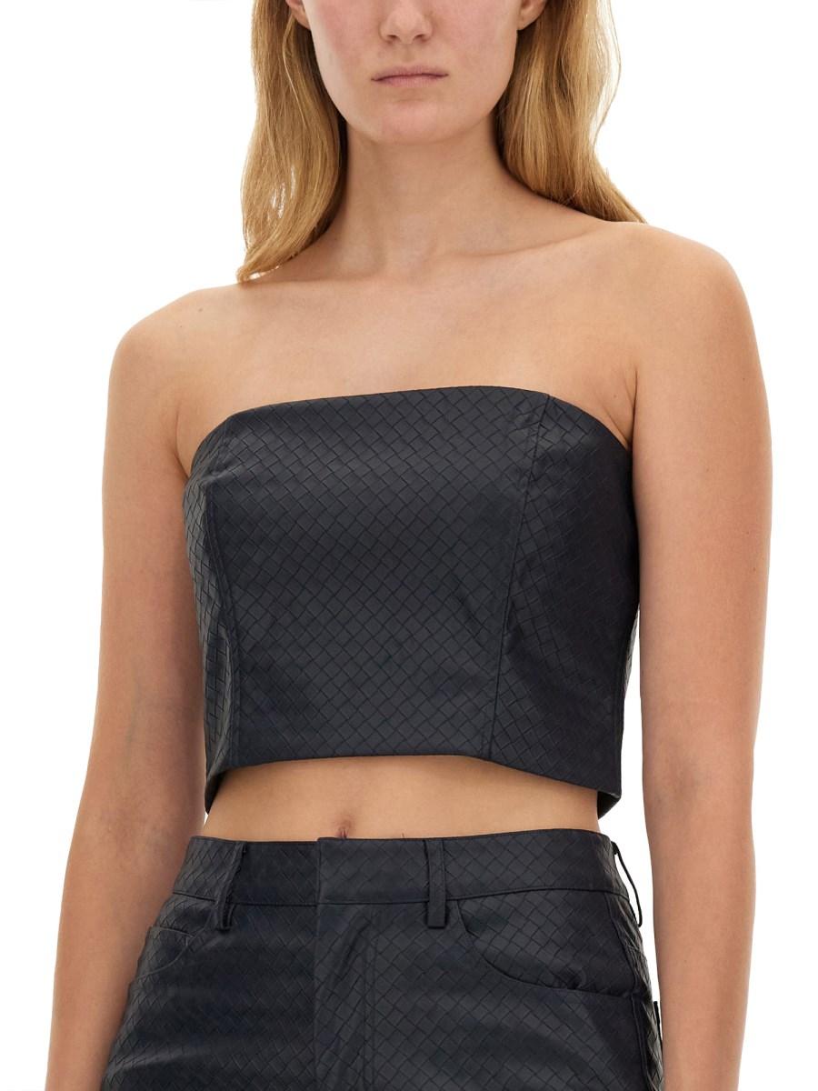 ROTATE BIRGER CHRISTENSEN CROP TOP INTRECCIATO IN SIMILPELLE