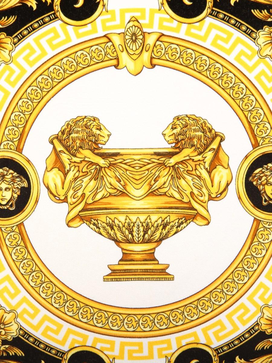 VERSACE CUSCINO IN COTONE CON STAMPA LA COUPE DES DIEUX E FRANGE