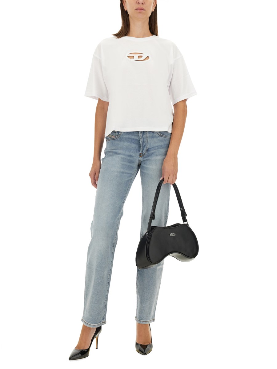 DIESEL T-SHIRT T-BUXT-CROP-OD IN JERSEY DI COTONE