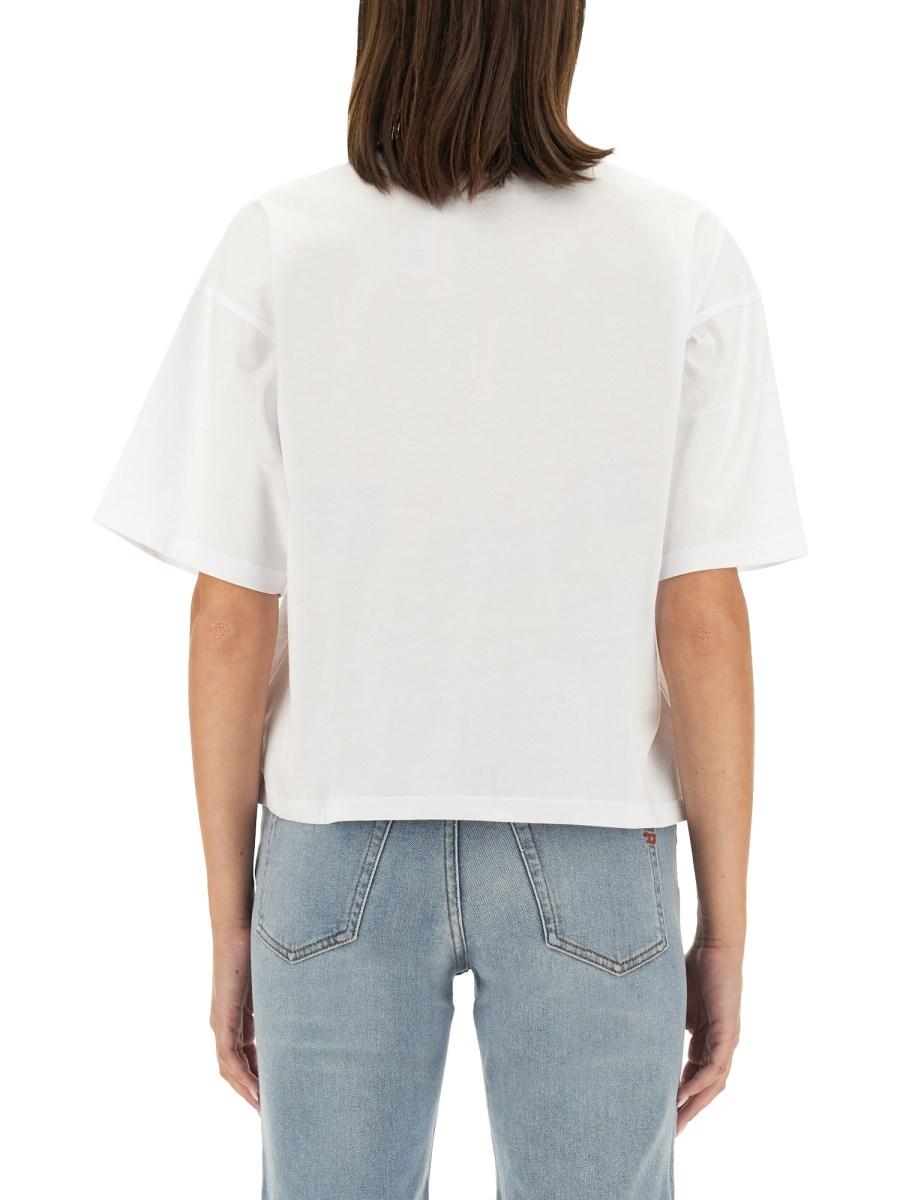 DIESEL T-SHIRT T-BUXT-CROP-OD IN JERSEY DI COTONE