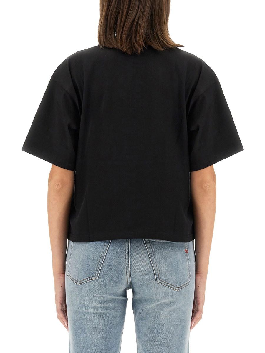DIESEL T-SHIRT T-BUXT-CROP-OD IN JERSEY DI COTONE