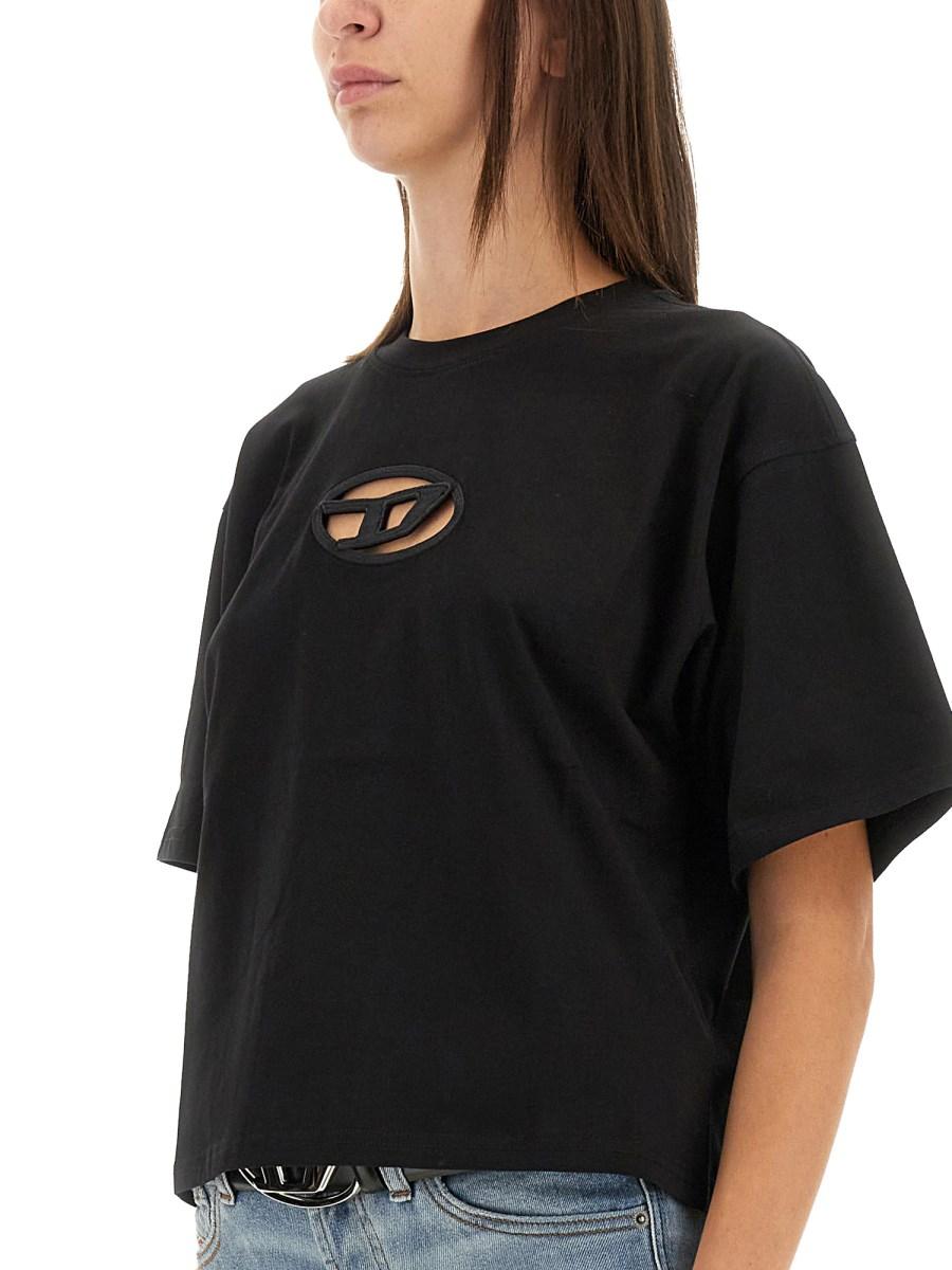 DIESEL T-SHIRT T-BUXT-CROP-OD IN JERSEY DI COTONE