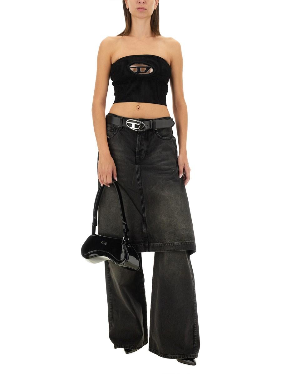 DIESEL TOP IN MAGLIA DI VISCOSA CON LOGO