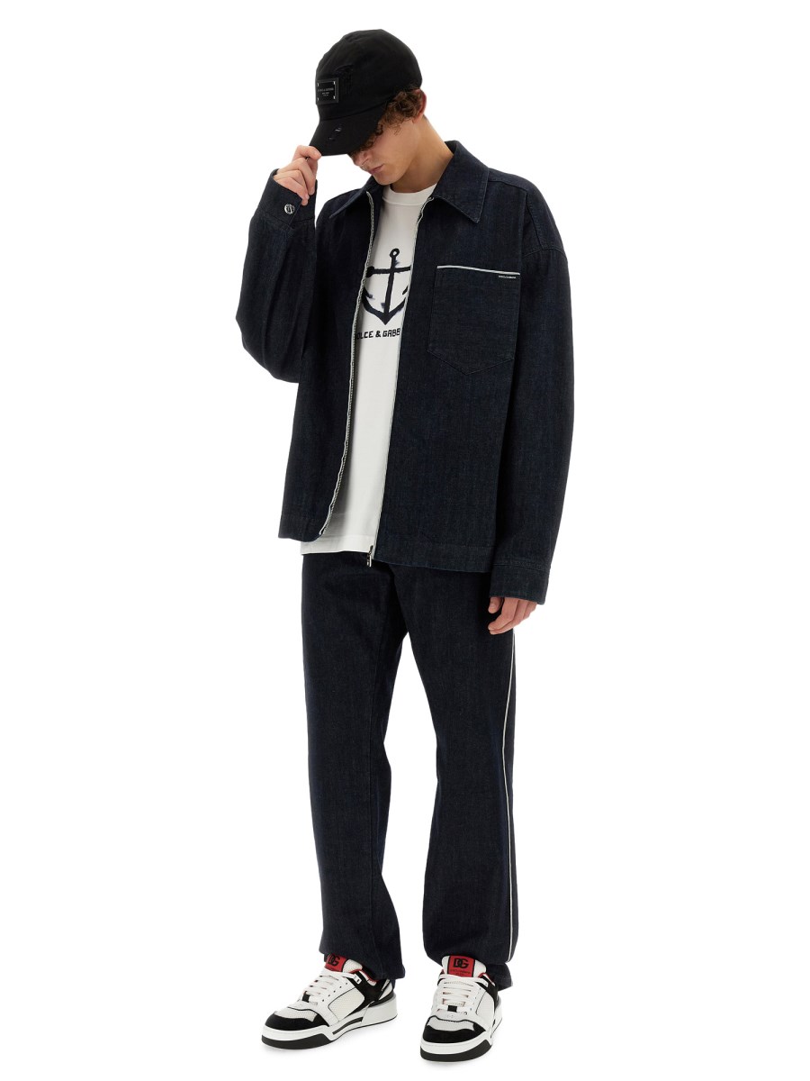 DOLCE & GABBANA BLOUSON IN DENIM CIMOSATO CON ZIP