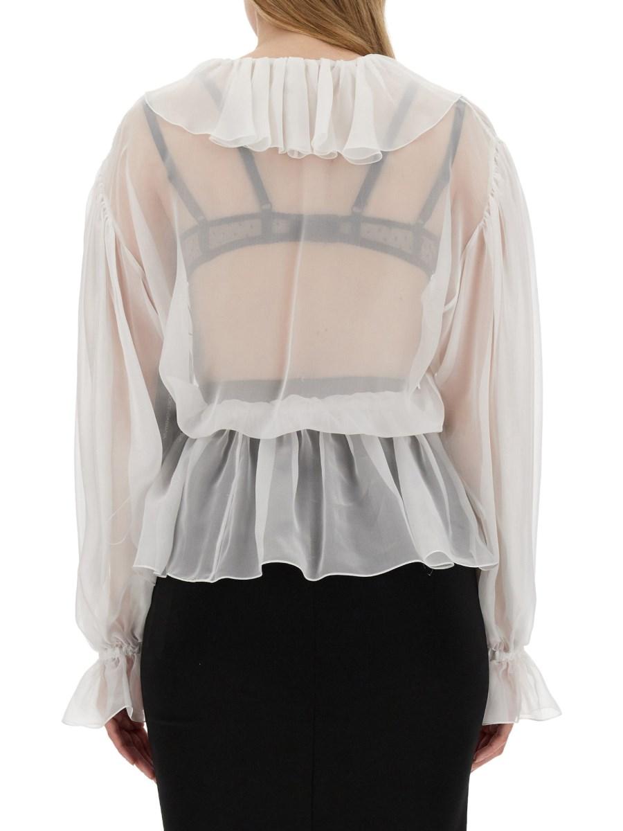 DOLCE & GABBANA BLUSA IN CHIFFON CON VOLANT