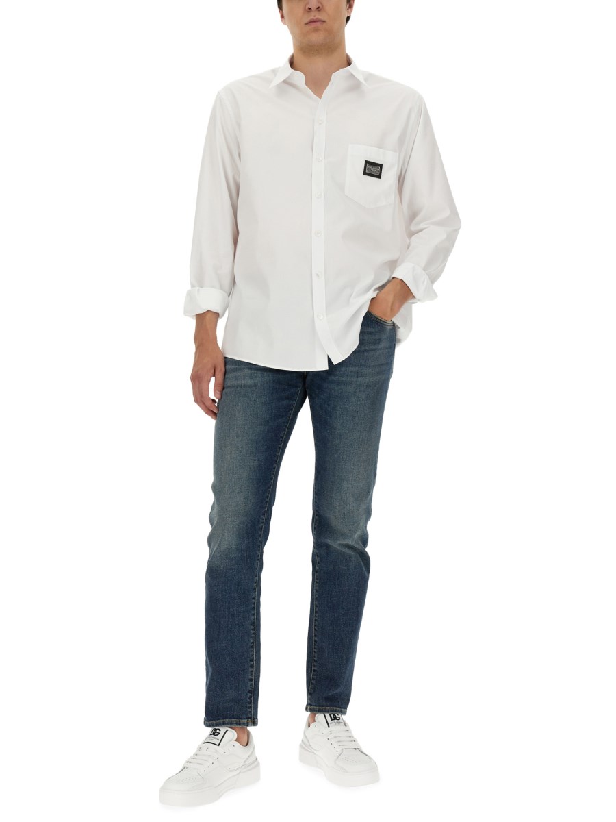 DOLCE & GABBANA CAMICIA CON PLACCA LOGO