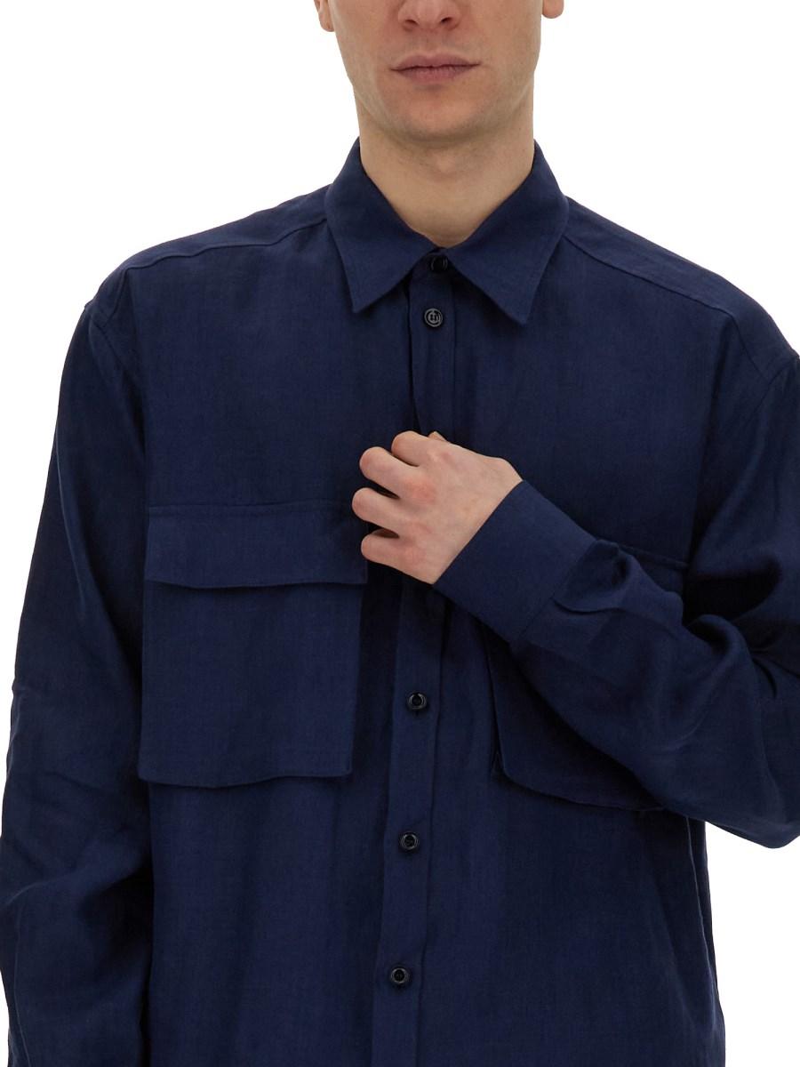 DOLCE & GABBANA CAMICIA IN LINO CON TASCHE