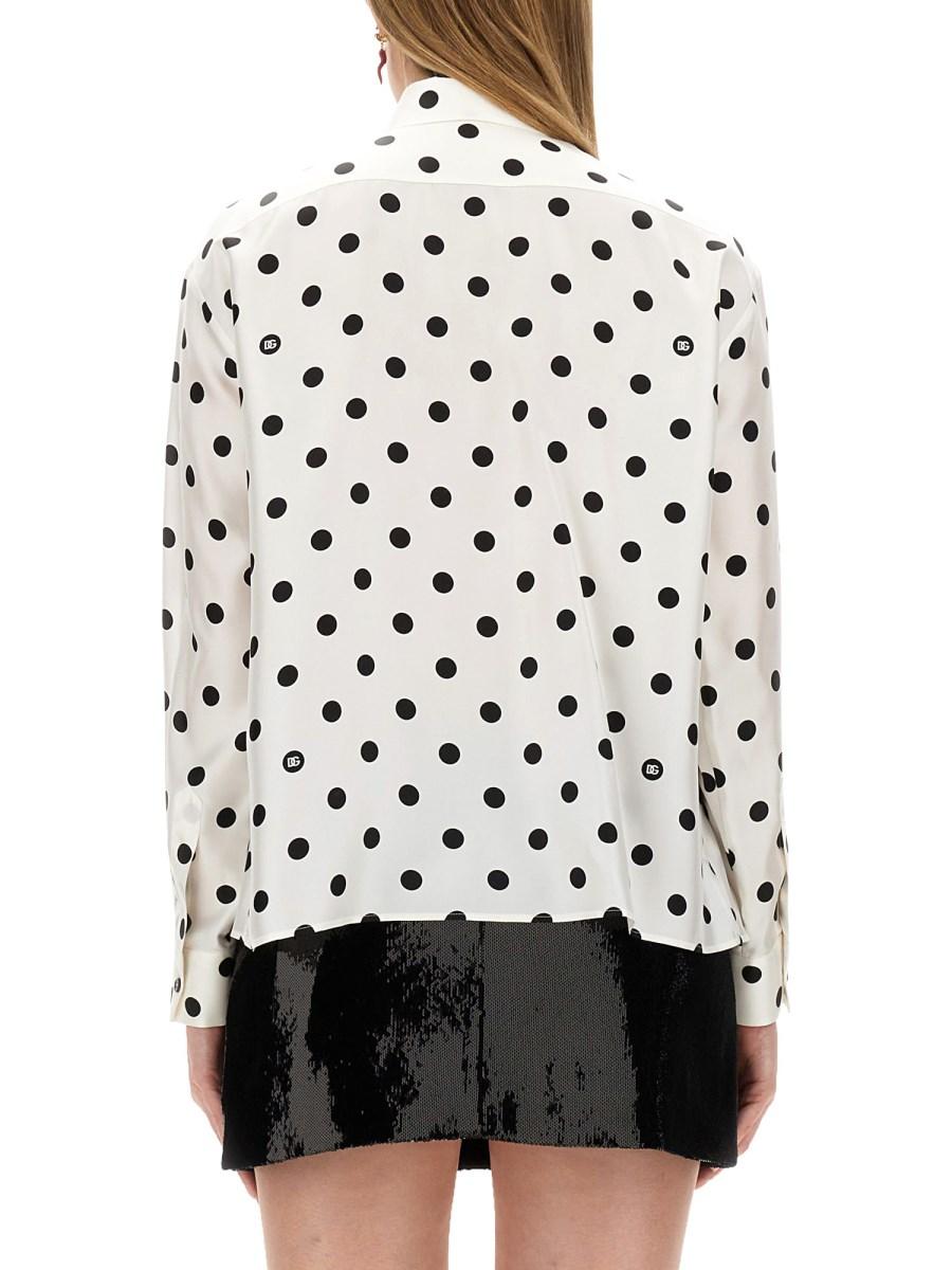 DOLCE & GABBANA CAMICIA IN TWILL DI SETA STAMPA POIS