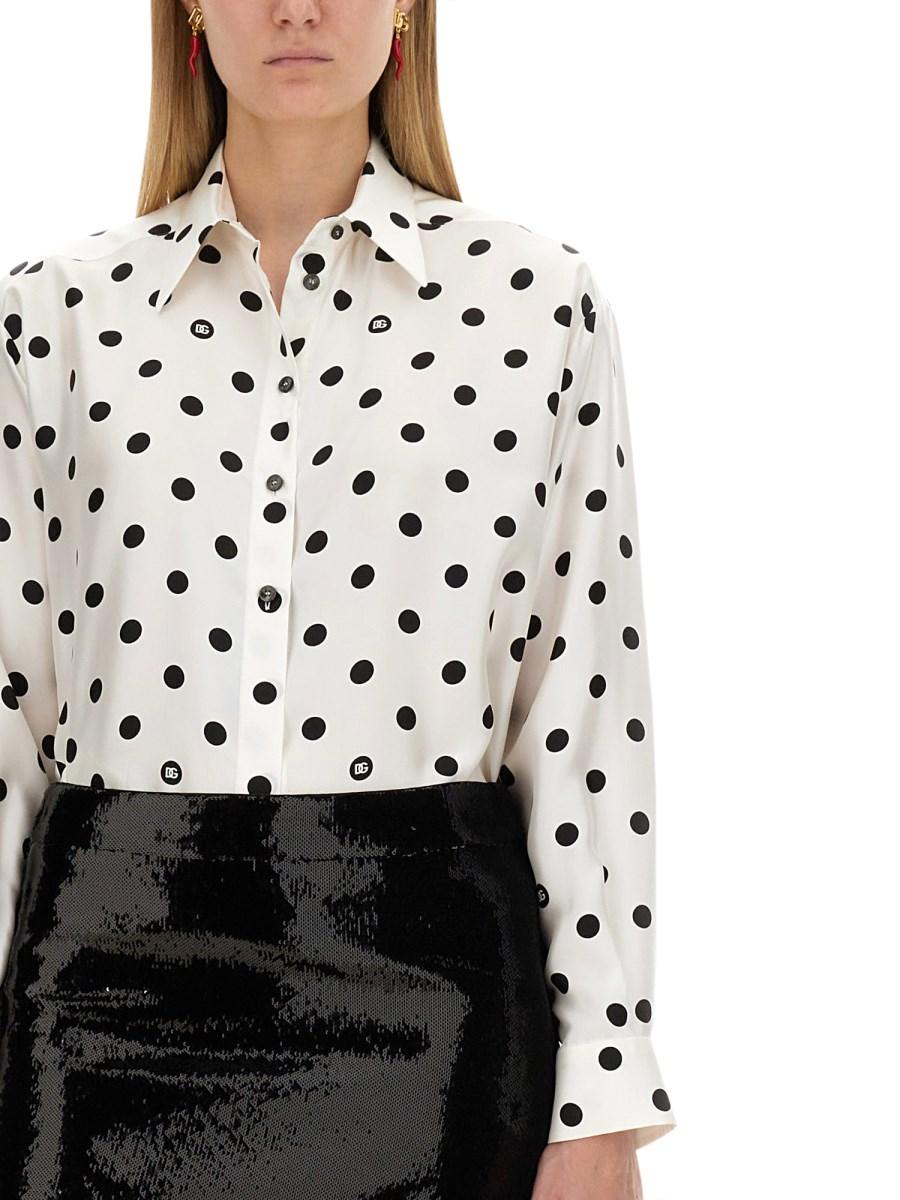 DOLCE & GABBANA CAMICIA IN TWILL DI SETA STAMPA POIS