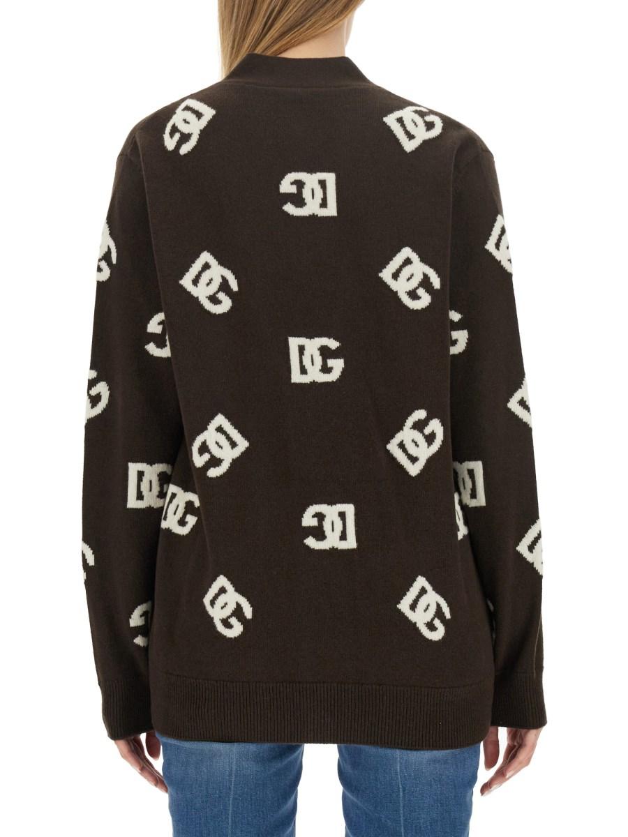DOLCE & GABBANA CARDIGAN IN LANA CON INTARSIO LOGO