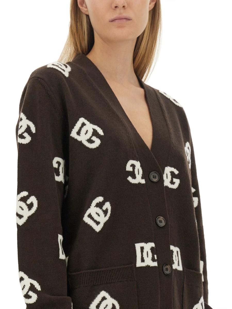 DOLCE & GABBANA CARDIGAN IN LANA CON INTARSIO LOGO