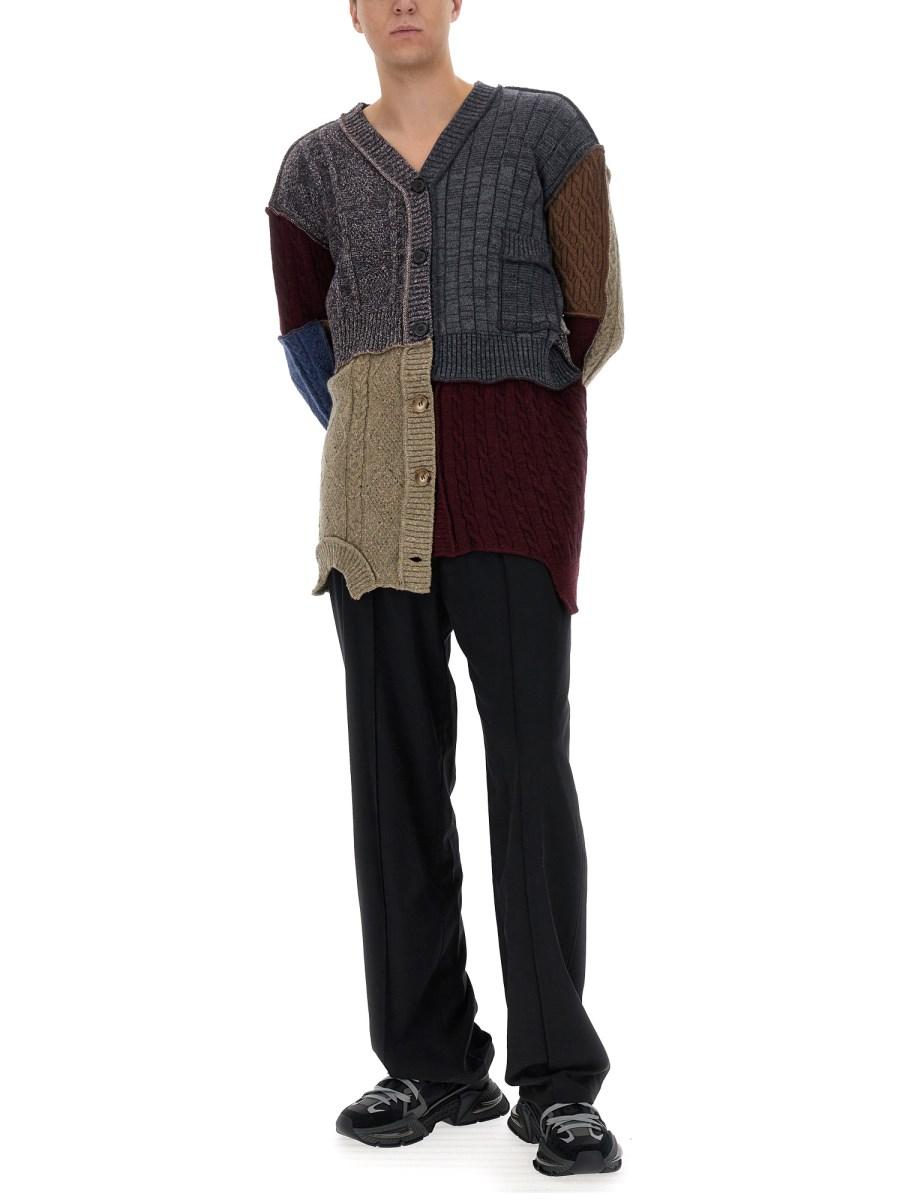 DOLCE & GABBANA CARDIGAN PATCHWORK IN LANA E ALPACA