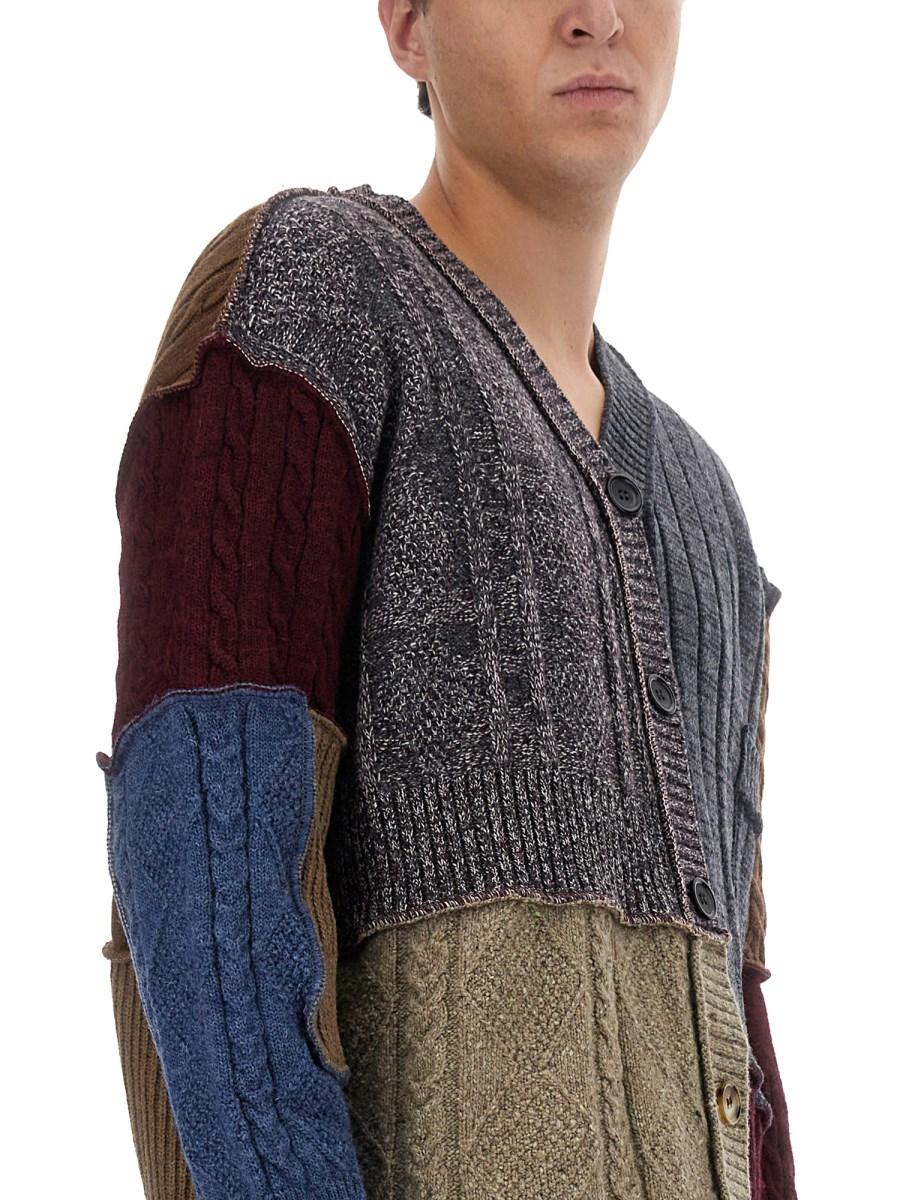 DOLCE & GABBANA CARDIGAN PATCHWORK IN LANA E ALPACA